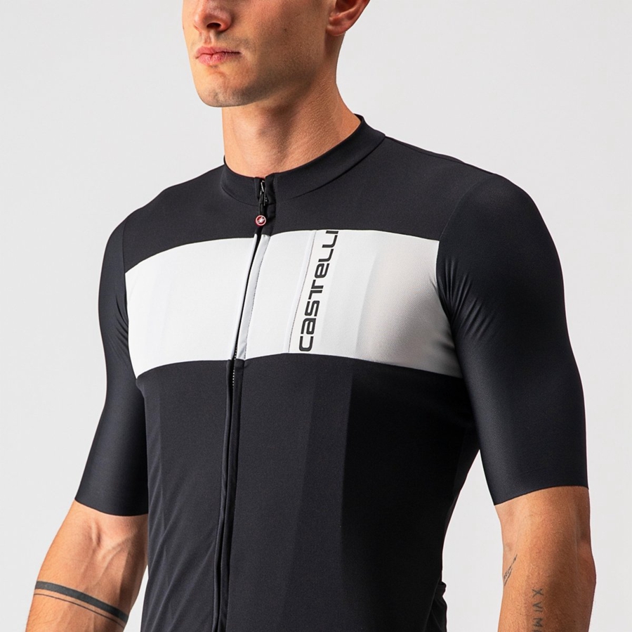 Castelli PROLOGO 7 メンズ ユニフォーム 黒 シルバー グレー 白 | 724801-TRC