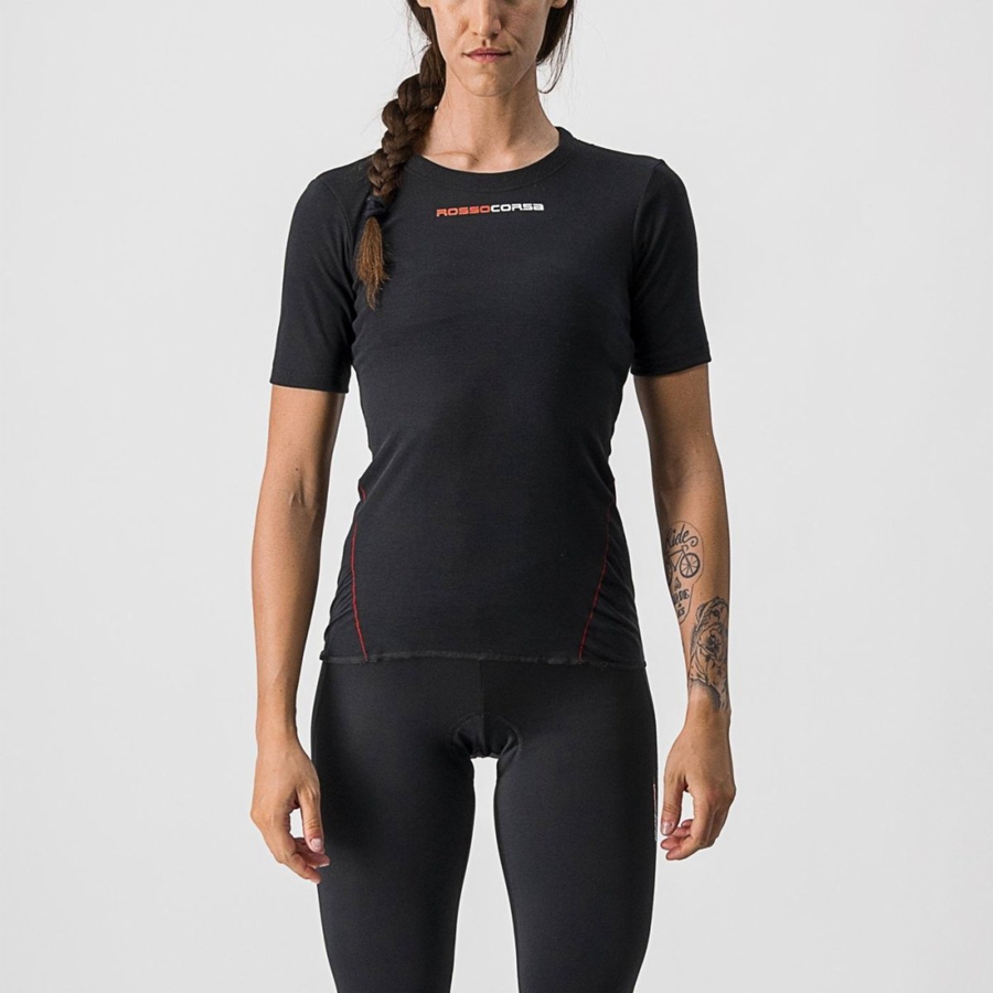 Castelli PROSECCO TECH W SHORT SLEEVE レディース ベースレイヤー 黒 | 314096-STE