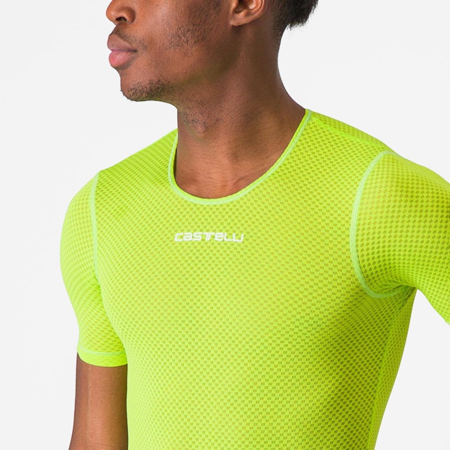 Castelli PRO MESH 2.0 SHORT SLEEVE メンズ ベースレイヤー ライト緑 | 742513-KJO