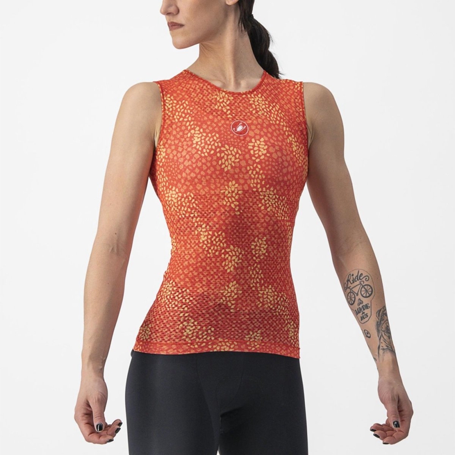 Castelli PRO MESH 4 W SLEEVELESS レディース ベースレイヤー オレンジ | 530762-BAV