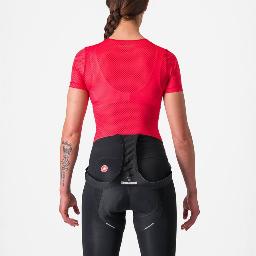 Castelli PRO MESH W SHORT SLEEVE レディース ベースレイヤー 赤 | 453871-AJT