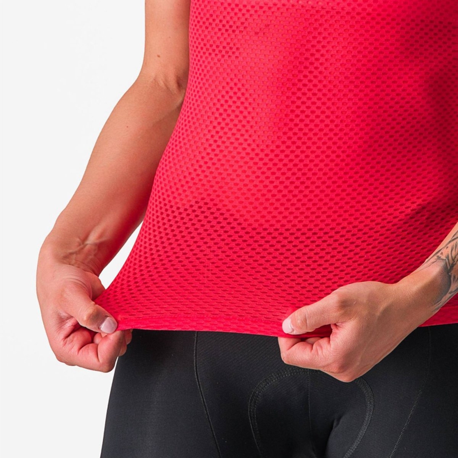 Castelli PRO MESH W SHORT SLEEVE レディース ベースレイヤー 赤 | 453871-AJT