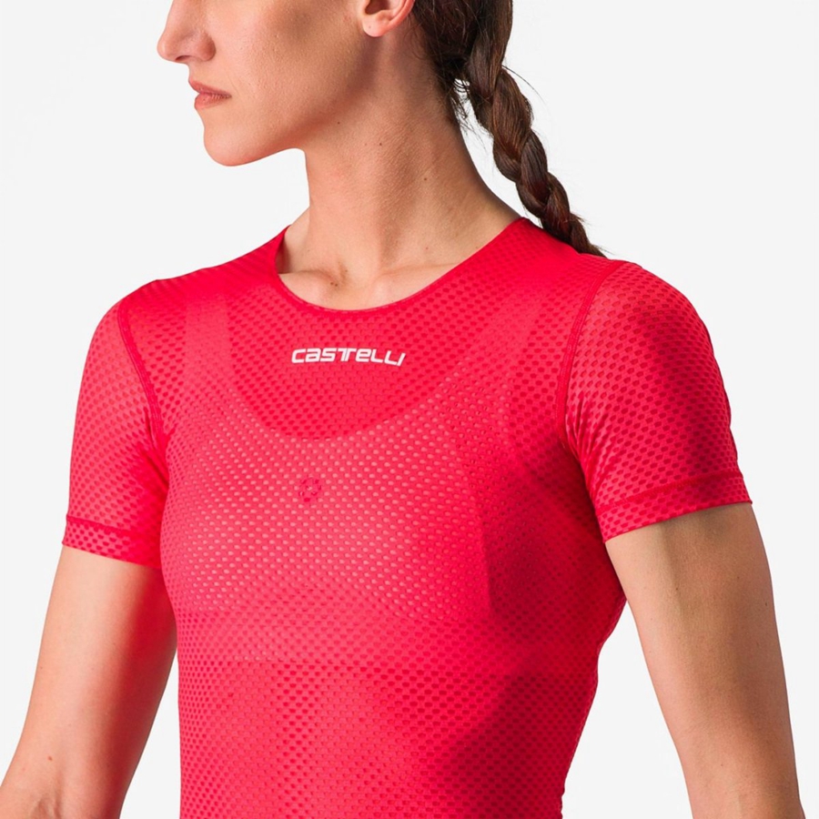 Castelli PRO MESH W SHORT SLEEVE レディース ベースレイヤー 赤 | 453871-AJT