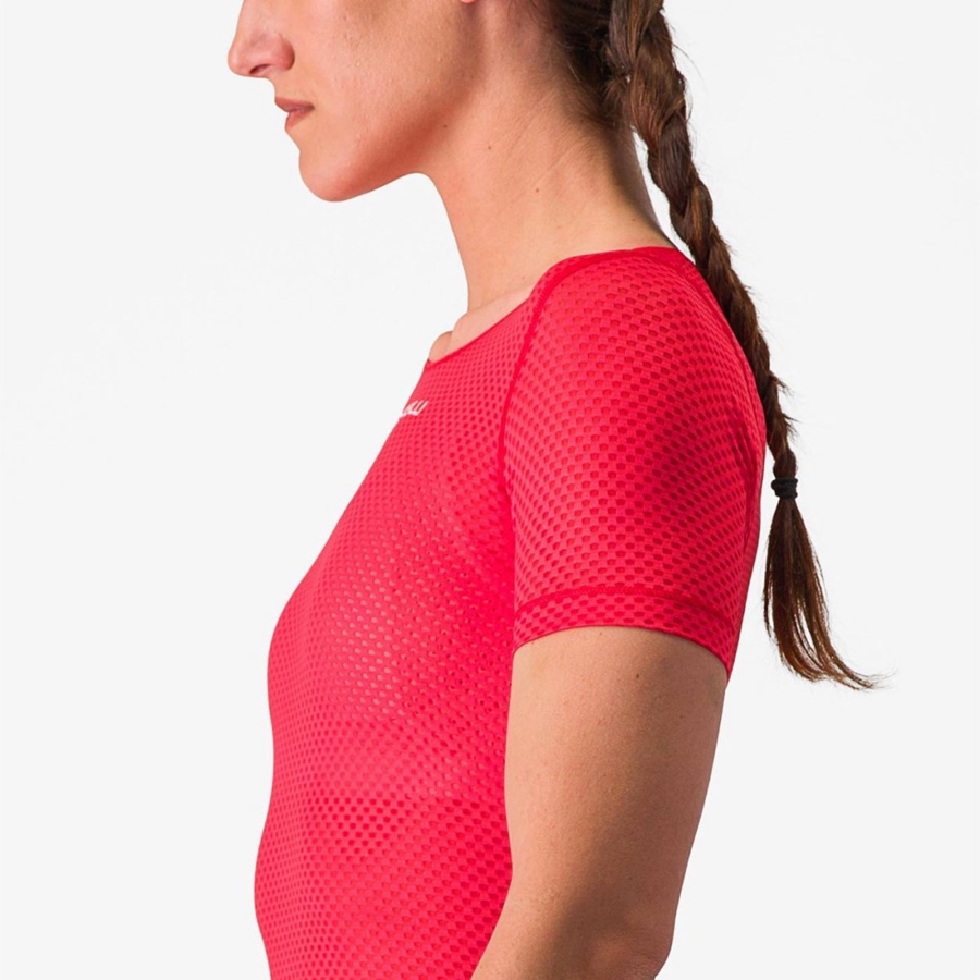 Castelli PRO MESH W SHORT SLEEVE レディース ベースレイヤー 赤 | 453871-AJT