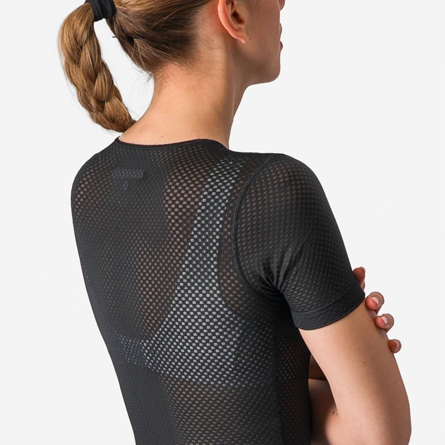 Castelli PRO MESH W SHORT SLEEVE レディース ベースレイヤー 黒 | 528091-SNO