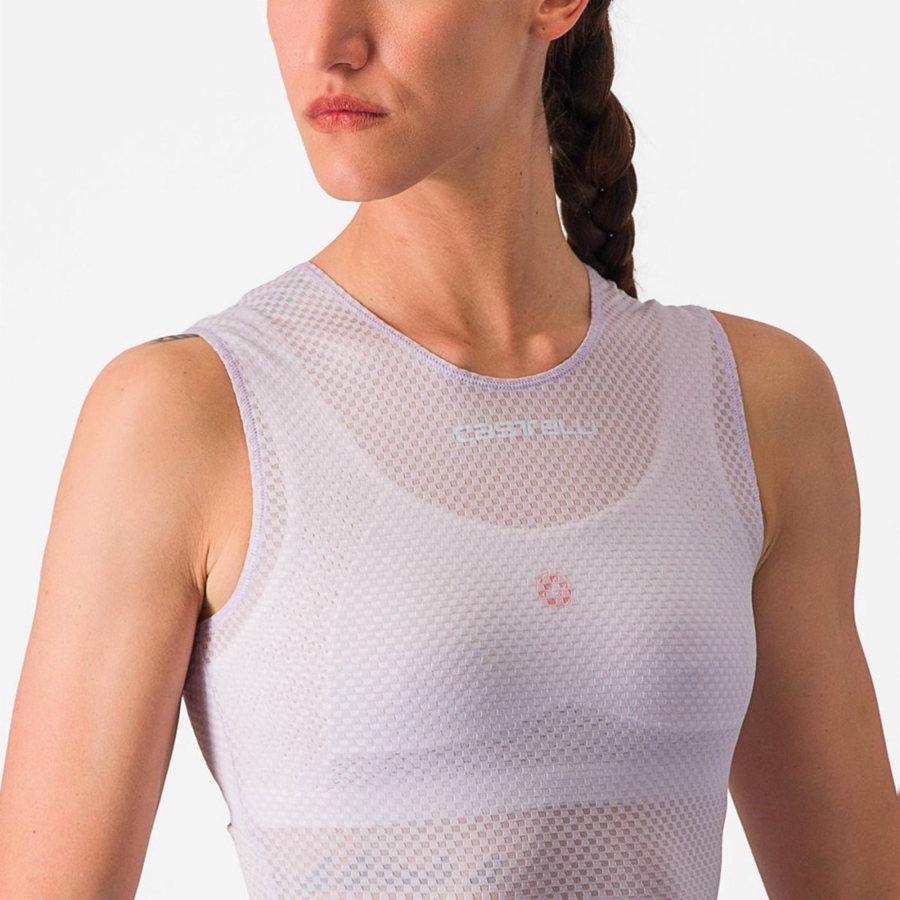 Castelli PRO MESH W SLEEVELESS レディース ベースレイヤー 紫 白 | 261789-UMN