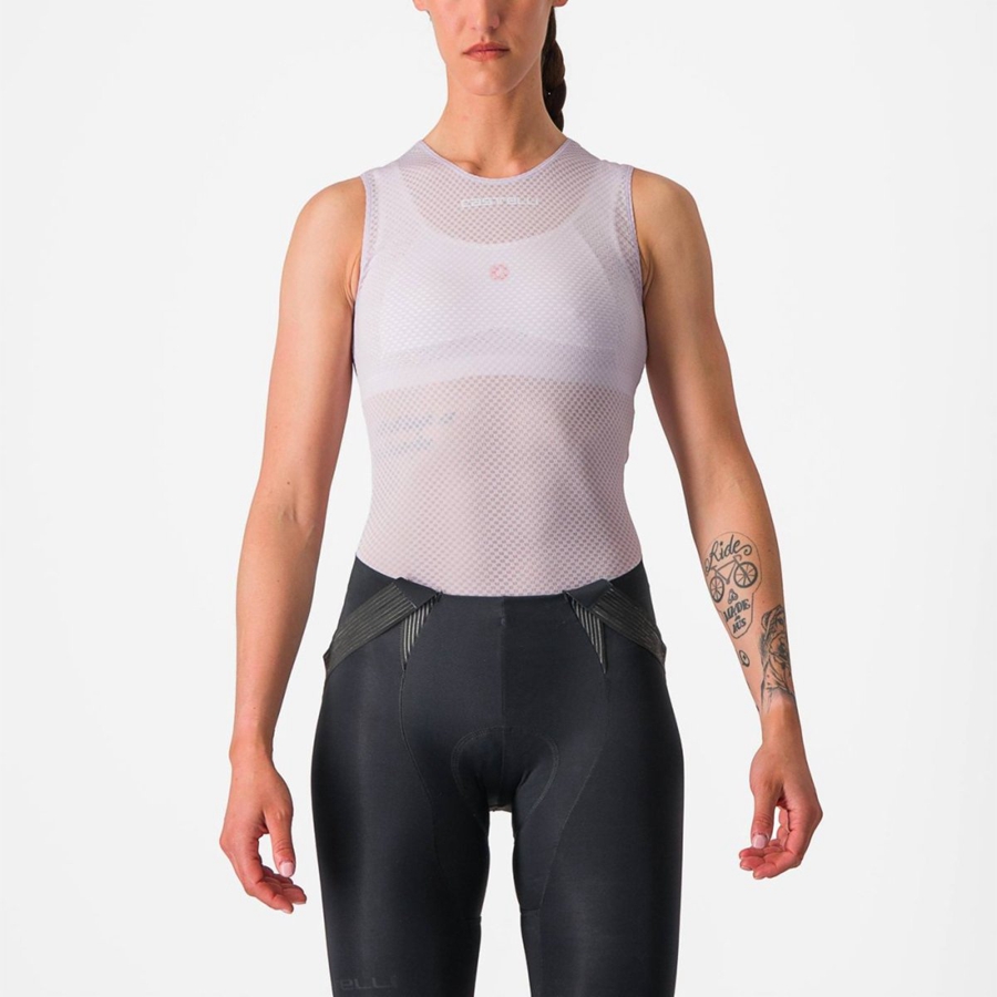 Castelli PRO MESH W SLEEVELESS レディース ベースレイヤー 紫 白 | 261789-UMN