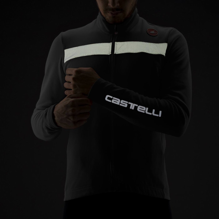 Castelli PURO 3 FZ メンズ ユニフォーム 黒 シルバー | 280493-PHJ