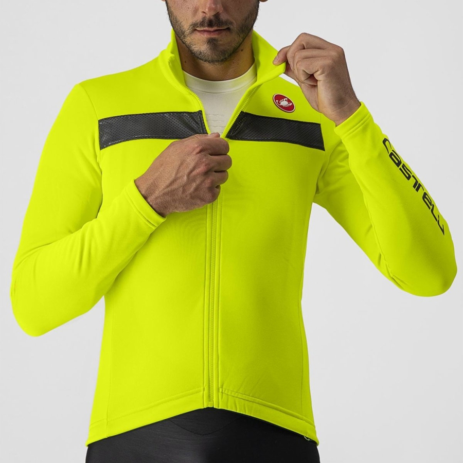 Castelli PURO 3 FZ メンズ ユニフォーム ライト緑 シルバー | 605794-SXR