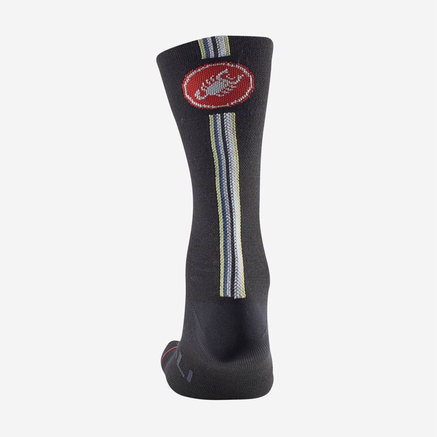 Castelli RACING STRIPE 18 メンズ ソックス 黒 | 375029-CTI