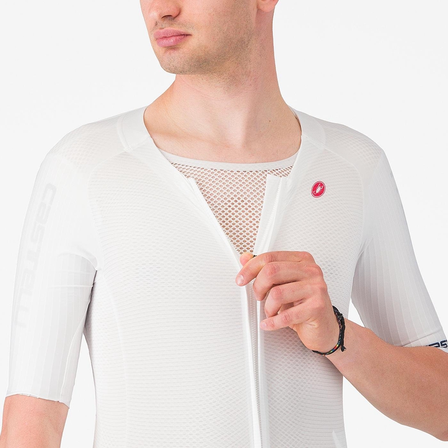 Castelli SANREMO BTW X2 メンズ スピードスーツ 白 青 | 314609-SQK