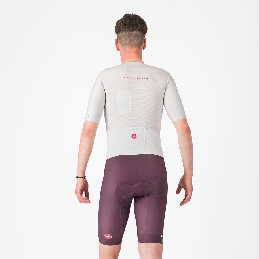 Castelli SANREMO BTW X2 メンズ スピードスーツ シルバー グレー ボルドー | 298714-JFL