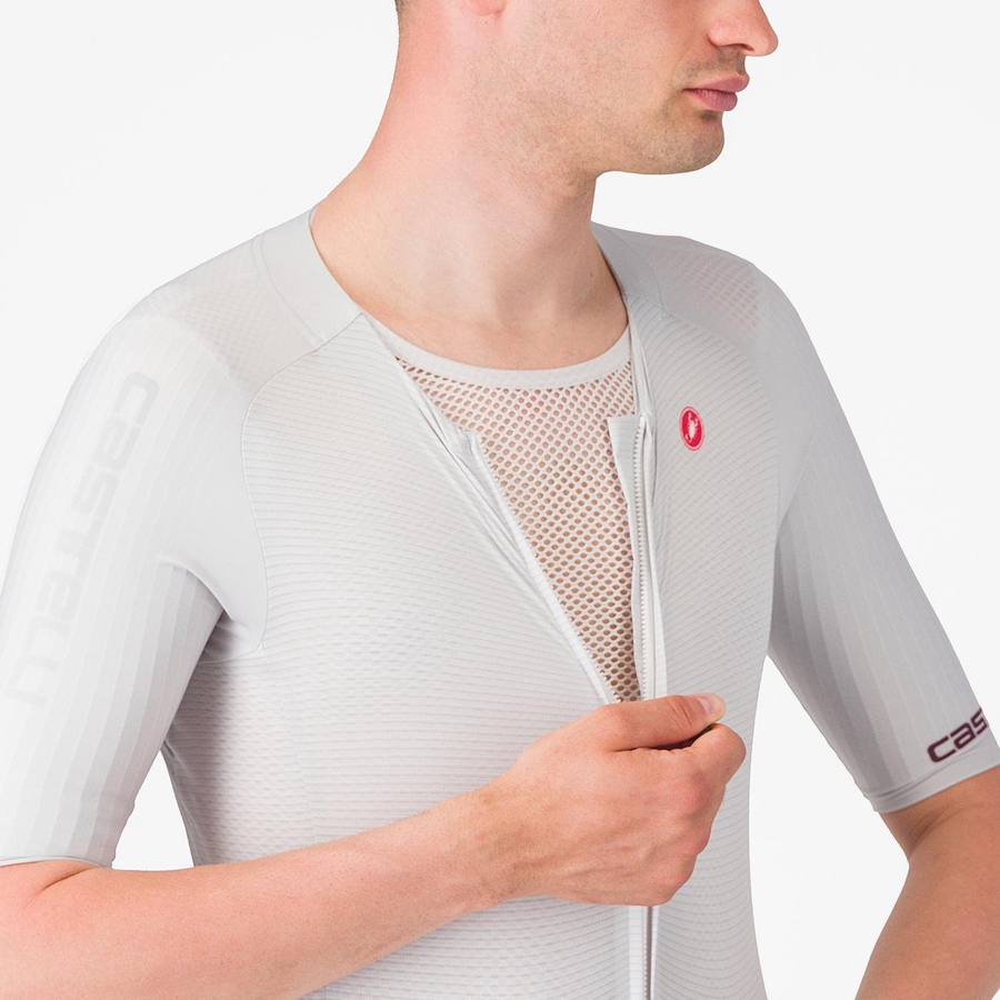 Castelli SANREMO BTW X2 メンズ スピードスーツ シルバー グレー ボルドー | 298714-JFL