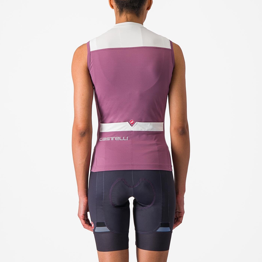 Castelli SOLARIS SLEEVELESS レディース ユニフォーム 深い紫 白 | 034218-BFY