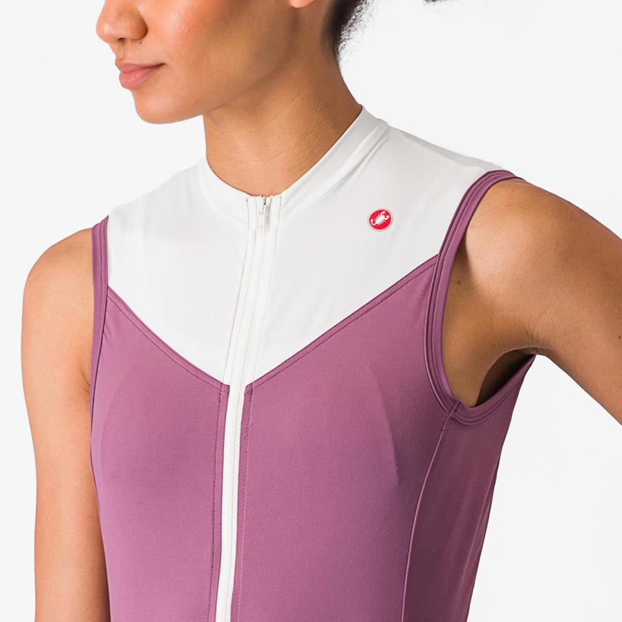 Castelli SOLARIS SLEEVELESS レディース ユニフォーム 深い紫 白 | 034218-BFY