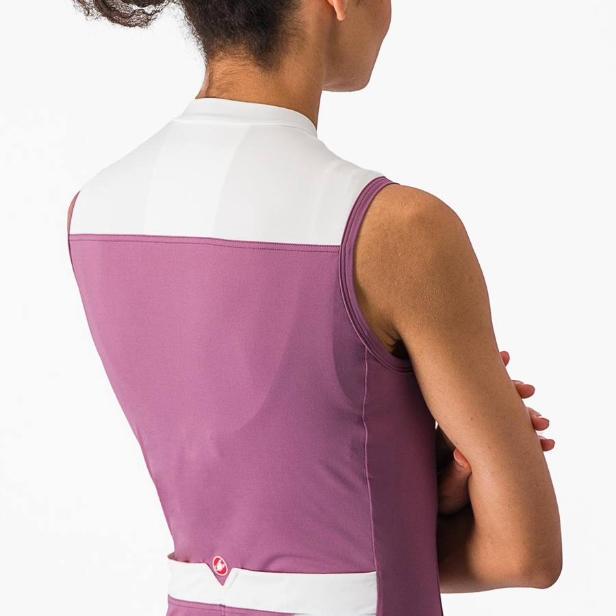 Castelli SOLARIS SLEEVELESS レディース ユニフォーム 深い紫 白 | 034218-BFY