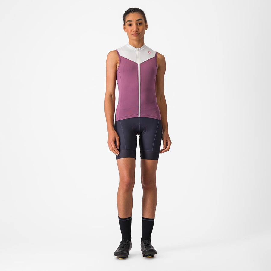 Castelli SOLARIS SLEEVELESS レディース ユニフォーム 深い紫 白 | 034218-BFY