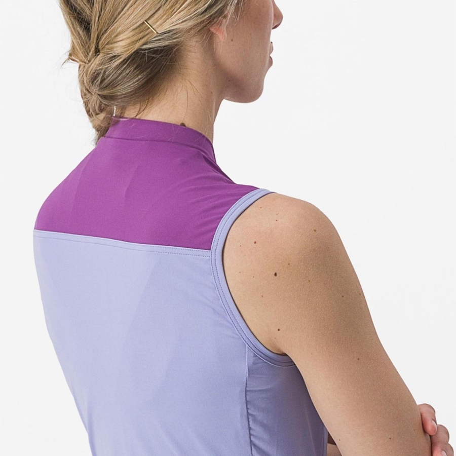 Castelli SOLARIS SLEEVELESS レディース ユニフォーム 紫 白 | 649075-OFW