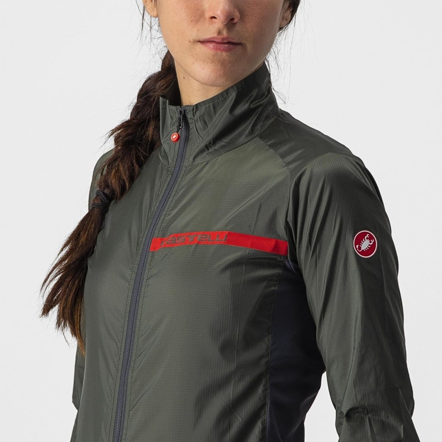 Castelli SQUADRA STRETCH W レディース 保護 緑 暗グレー | 358214-ILU