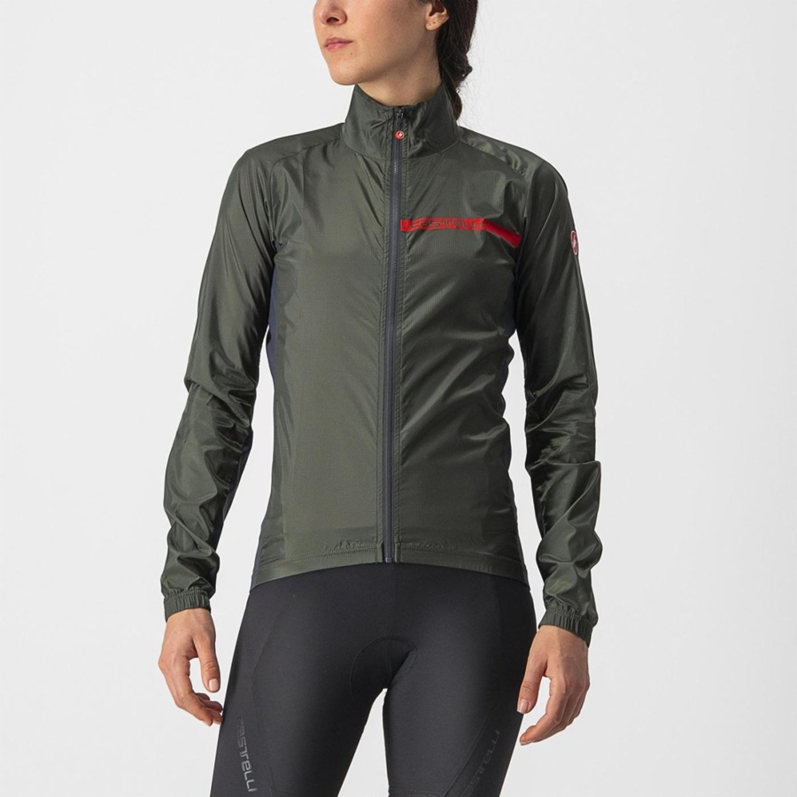 Castelli SQUADRA STRETCH W レディース 保護 緑 暗グレー | 358214-ILU