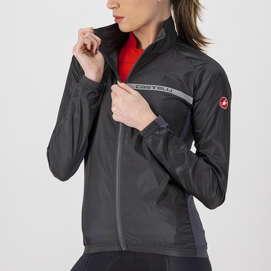 Castelli SQUADRA STRETCH W レディース 保護 黒 暗グレー | 904581-XNH