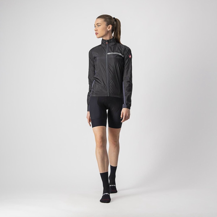 Castelli SQUADRA STRETCH W レディース 保護 黒 暗グレー | 904581-XNH