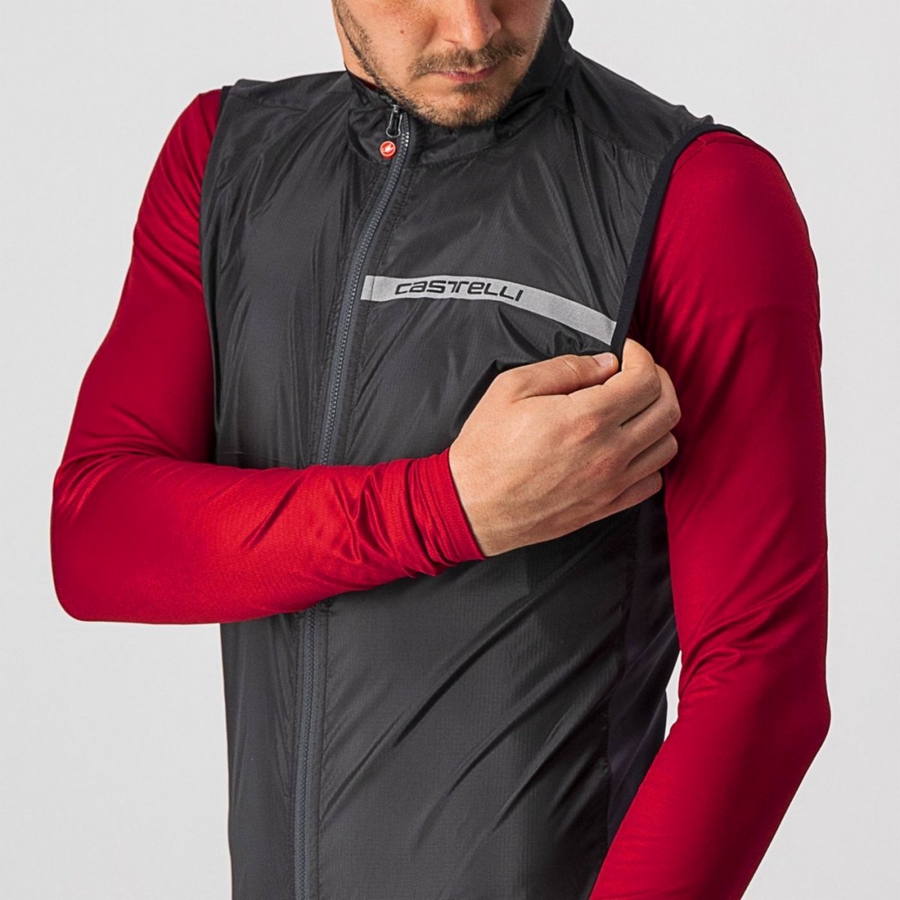 Castelli SQUADRA STRETCH メンズ ベスト 黒 暗グレー | 158279-EMS