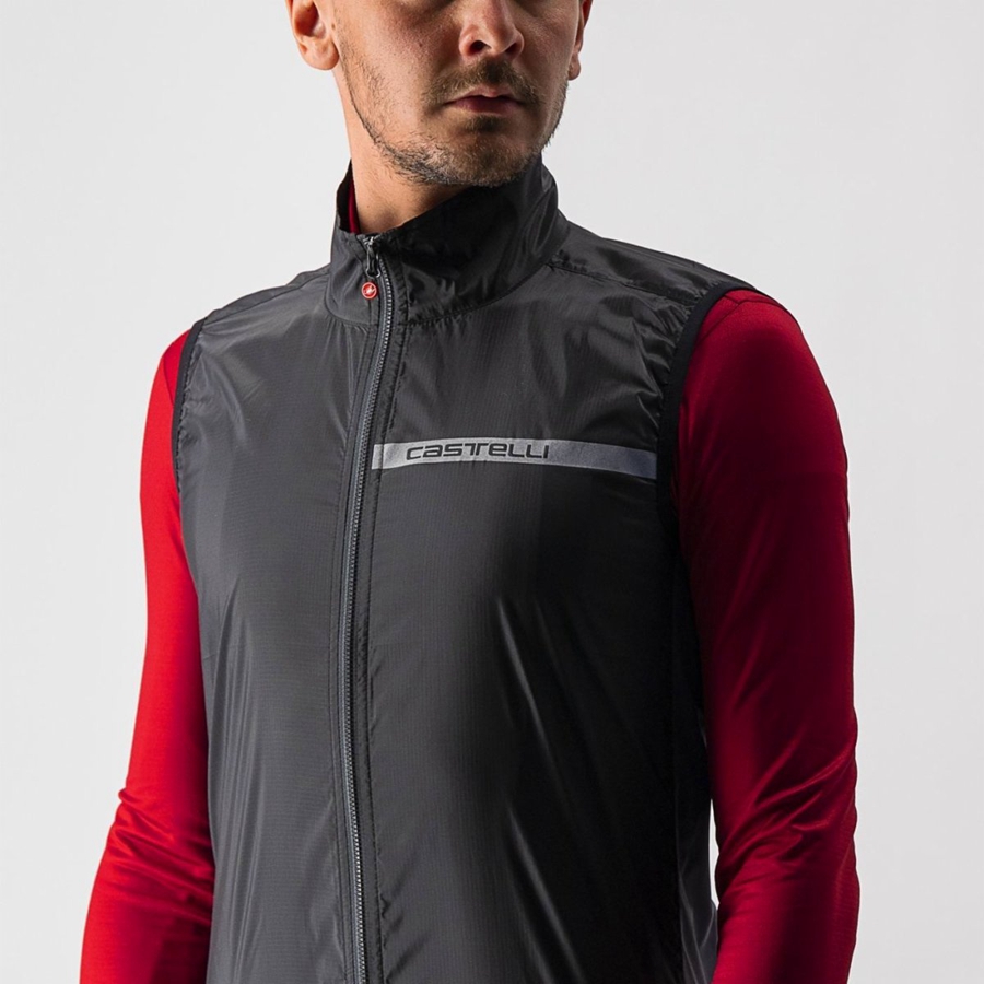 Castelli SQUADRA STRETCH メンズ ベスト 黒 暗グレー | 158279-EMS