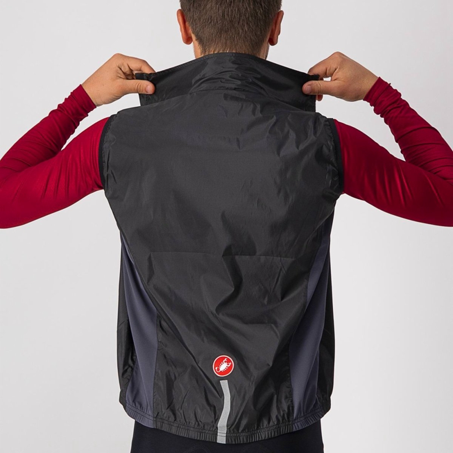 Castelli SQUADRA STRETCH メンズ ベスト 黒 暗グレー | 158279-EMS