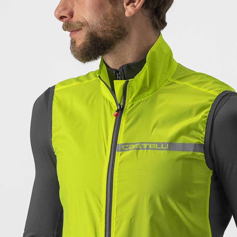 Castelli SQUADRA STRETCH メンズ ベスト ライト緑 暗グレー | 379168-VFS