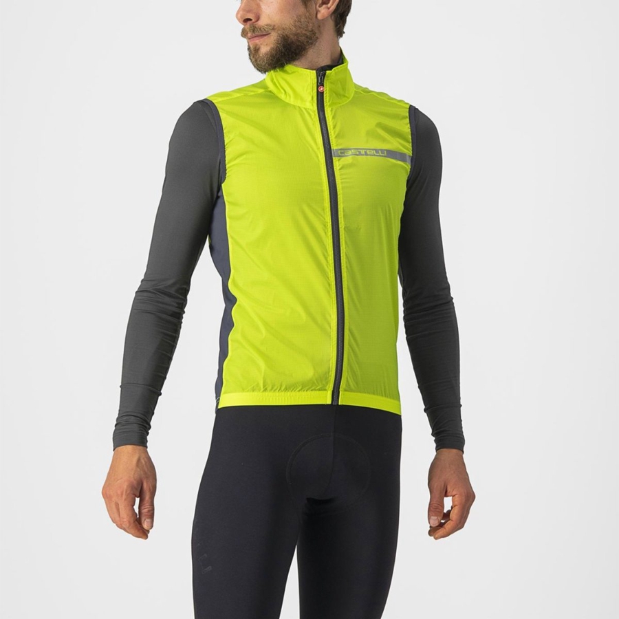 Castelli SQUADRA STRETCH メンズ ベスト ライト緑 暗グレー | 379168-VFS