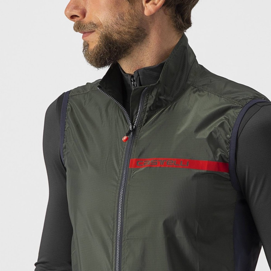 Castelli SQUADRA STRETCH メンズ ベスト 緑 暗グレー | 467528-HEN