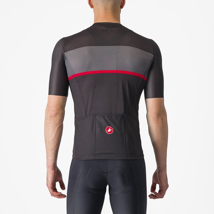 Castelli TRADIZIONE メンズ ユニフォーム 黒 暗グレー 赤 | 458296-PAN