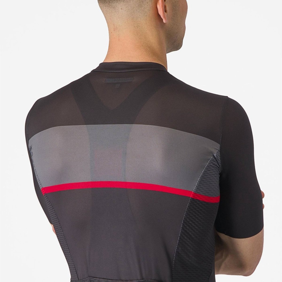 Castelli TRADIZIONE メンズ ユニフォーム 黒 暗グレー 赤 | 458296-PAN