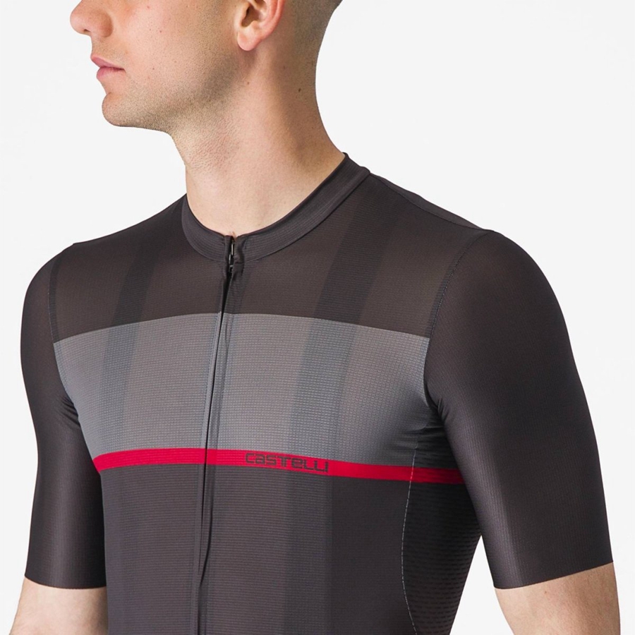 Castelli TRADIZIONE メンズ ユニフォーム 黒 暗グレー 赤 | 458296-PAN