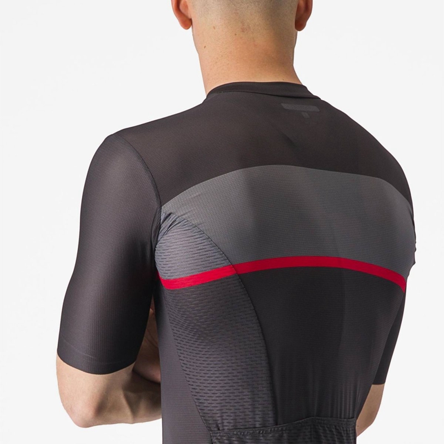 Castelli TRADIZIONE メンズ ユニフォーム 黒 暗グレー 赤 | 458296-PAN