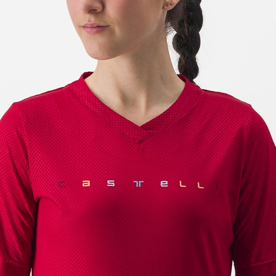 Castelli TRAIL TECH 2 W TEE レディース ユニフォーム 暗赤 | 607314-JYK