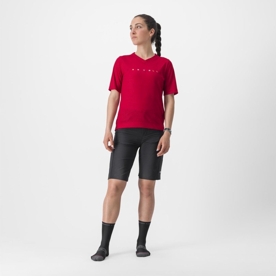 Castelli TRAIL TECH 2 W TEE レディース ユニフォーム 暗赤 | 607314-JYK