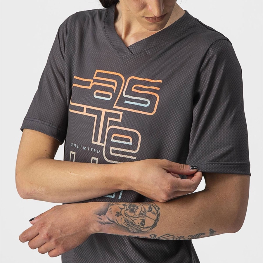 Castelli TRAIL TECH W TEE レディース ユニフォーム 暗グレー | 879316-ANX