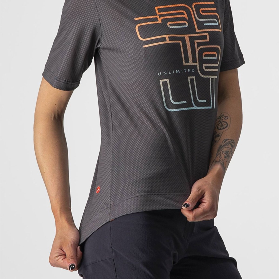 Castelli TRAIL TECH W TEE レディース ユニフォーム 暗グレー | 879316-ANX