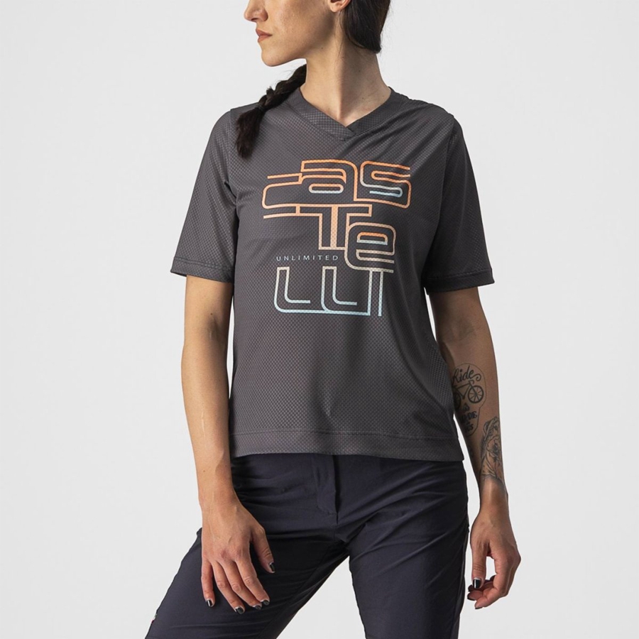 Castelli TRAIL TECH W TEE レディース ユニフォーム 暗グレー | 879316-ANX