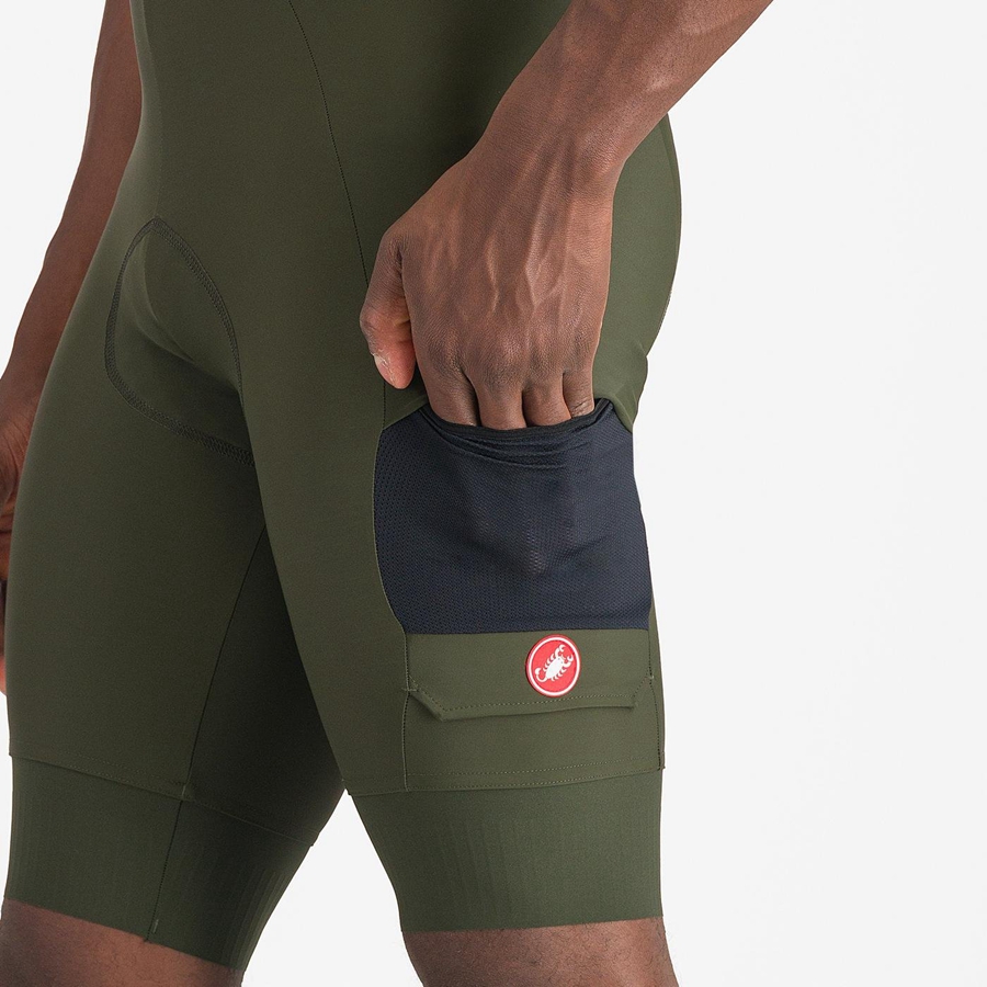 Castelli UNLIMITED CARGO メンズ ビブショーツ 深い緑 | 892375-WGB