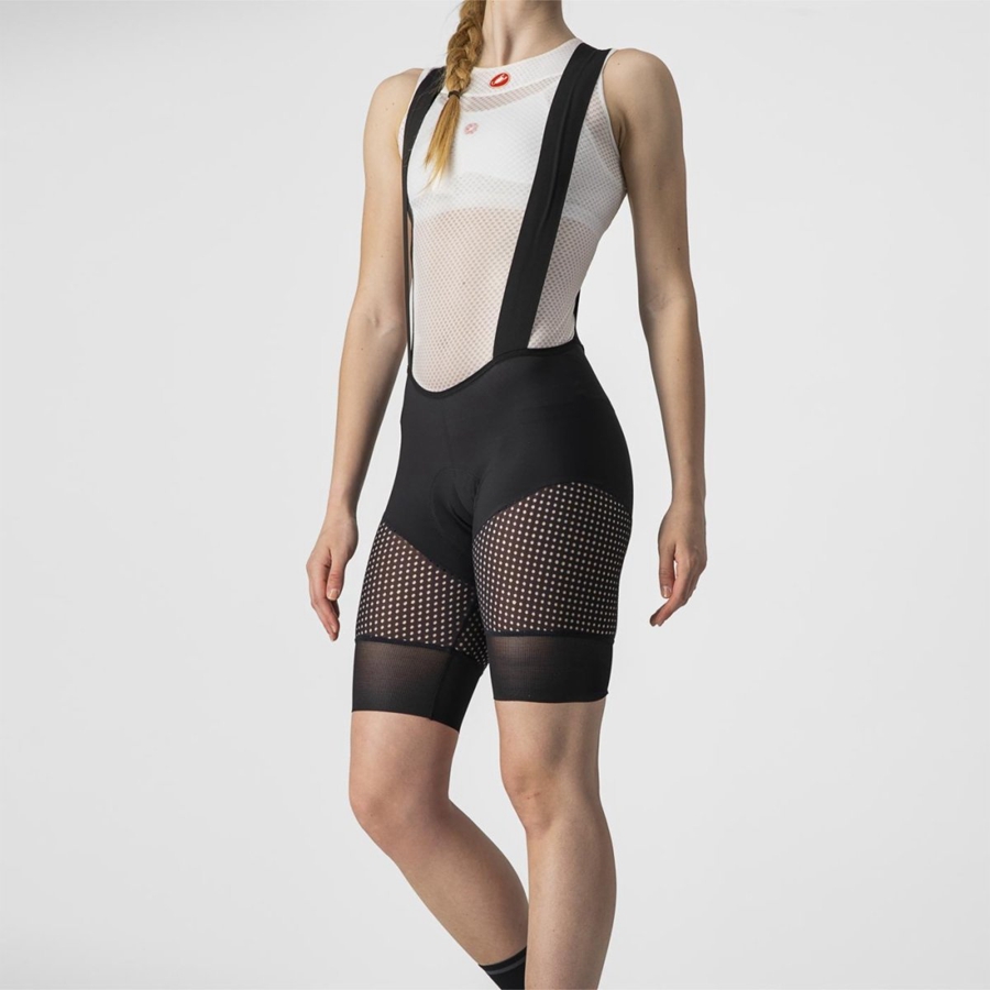 Castelli UNLIMITED DT W LINER レディース ビブショーツ 黒 | 698153-VNS