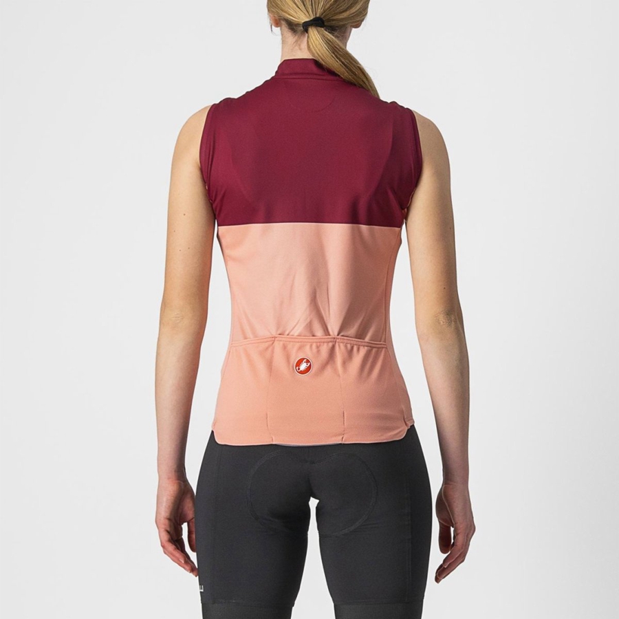 Castelli VELOCISSIMA SLEEVELESS レディース ユニフォーム ピンク ボルドー | 065138-PIL