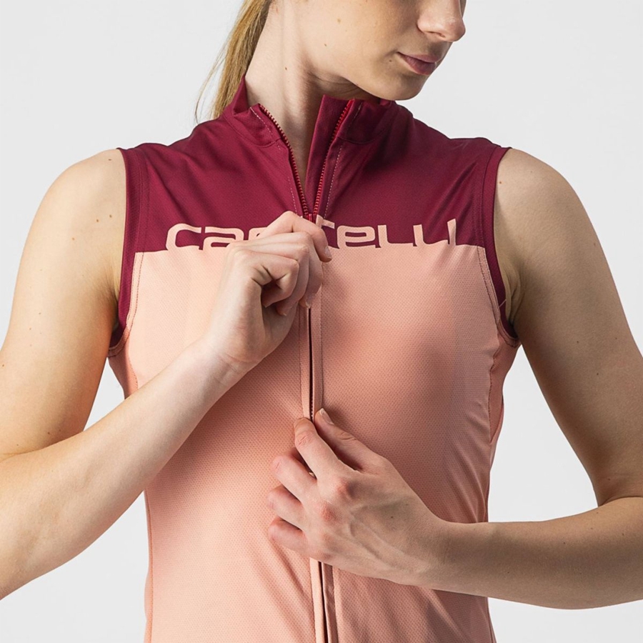 Castelli VELOCISSIMA SLEEVELESS レディース ユニフォーム ピンク ボルドー | 065138-PIL