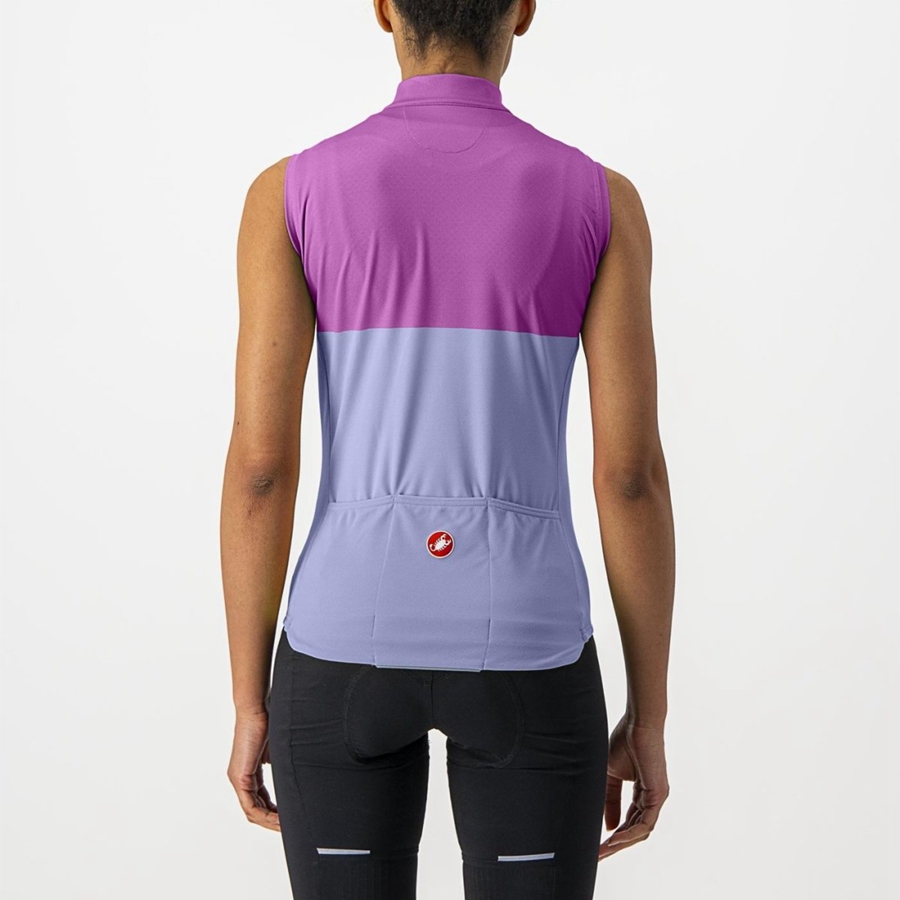 Castelli VELOCISSIMA SLEEVELESS レディース ユニフォーム 紫 白 | 254831-DOC