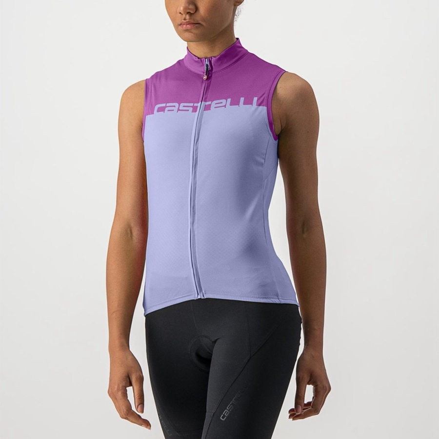 Castelli VELOCISSIMA SLEEVELESS レディース ユニフォーム 紫 白 | 254831-DOC