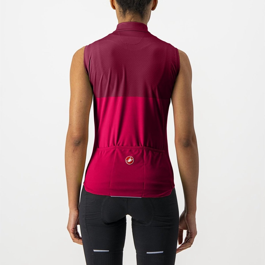 Castelli VELOCISSIMA SLEEVELESS レディース ユニフォーム 赤 ボルドー | 603758-TEZ