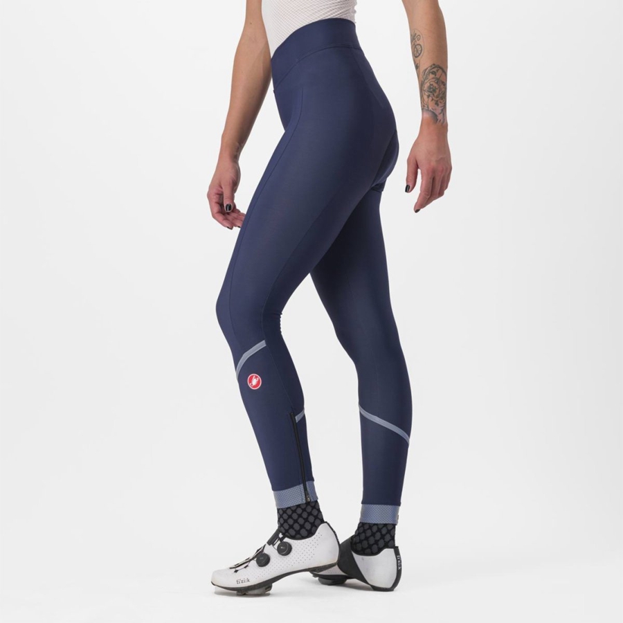 Castelli VELOCISSIMA THERMAL レディース レギンス 青 シルバー | 358049-DWU