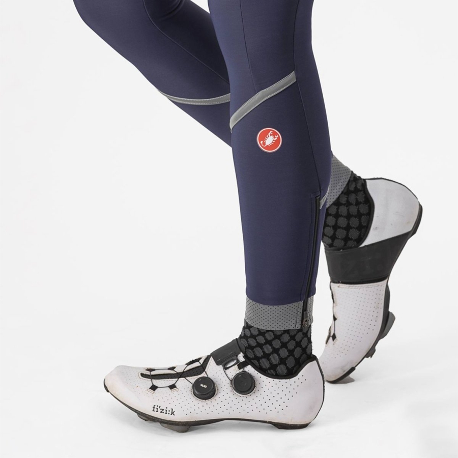 Castelli VELOCISSIMA THERMAL レディース レギンス 青 シルバー | 358049-DWU